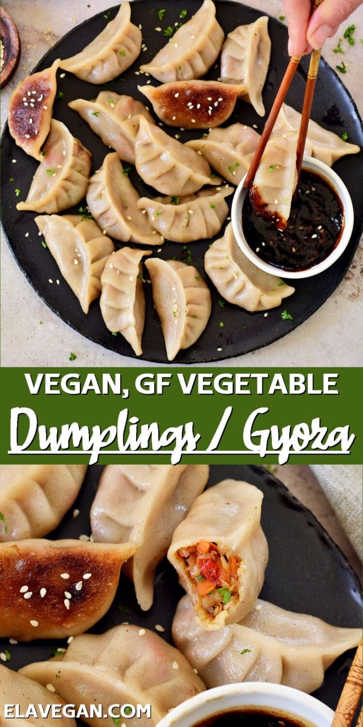 Pinterest collage vegan gluten-free vegetable dumplings gyoza