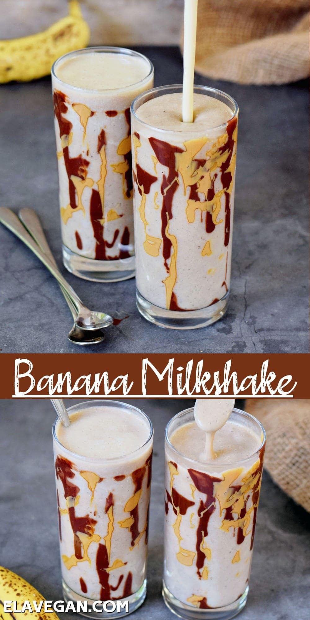 collage banana milkshake