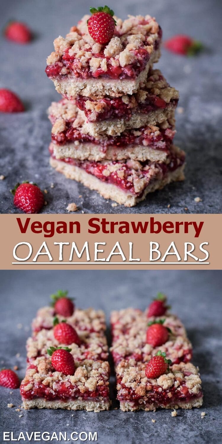 Pinterest Collage vegan Strawberry Oatmeal Bars