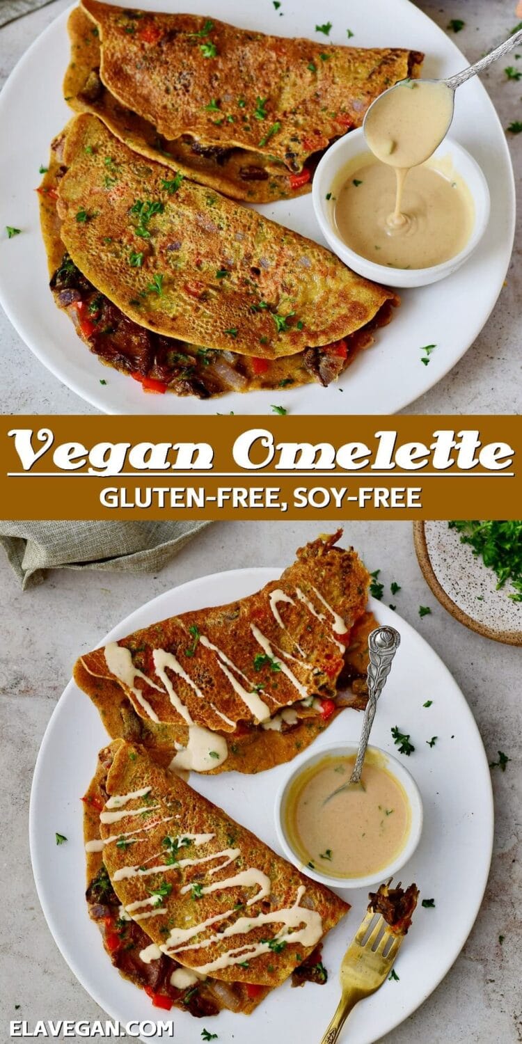 Pinterest collage vegan omelette