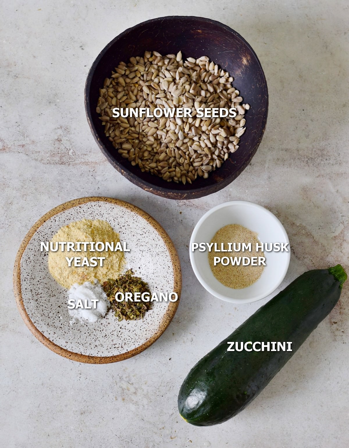 ingredients for zucchini crust pizza