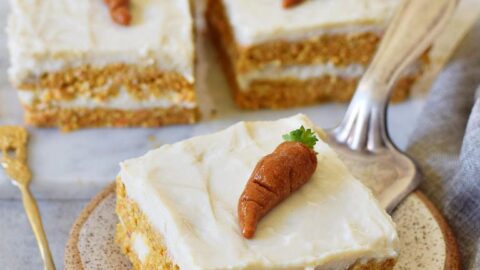 moist vegan carrot cake on small plate