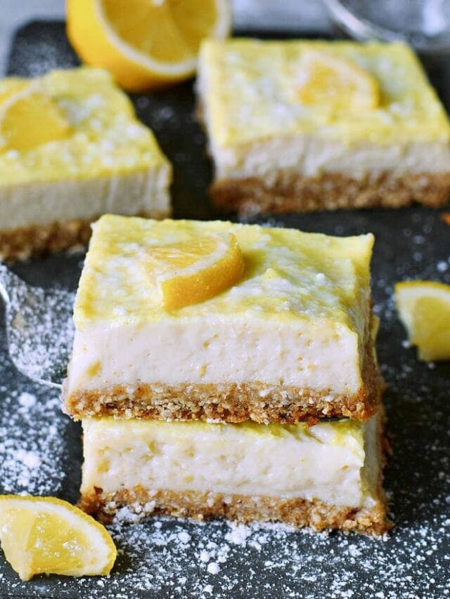 Lemon Cheesecake Bars (Vegan, GF)