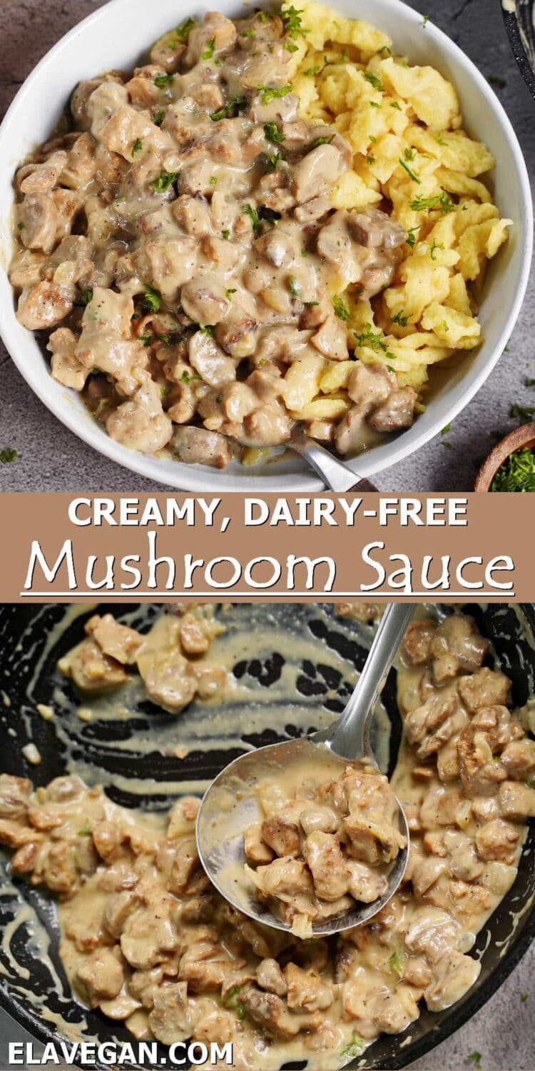 Pinterest Collage creamy dairy-free mushroom sauce