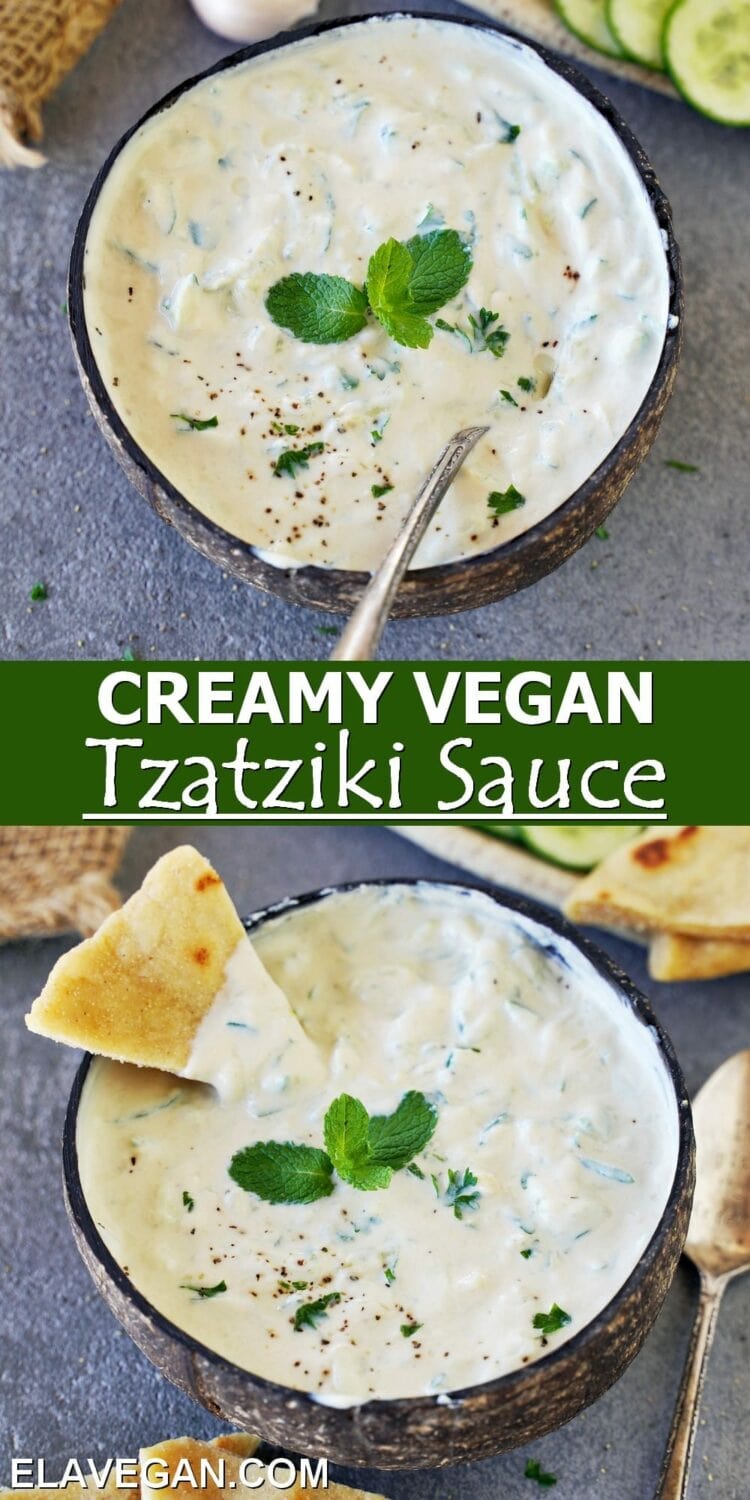 Pinterest Collage creamy vegan Tzatziki Sauce