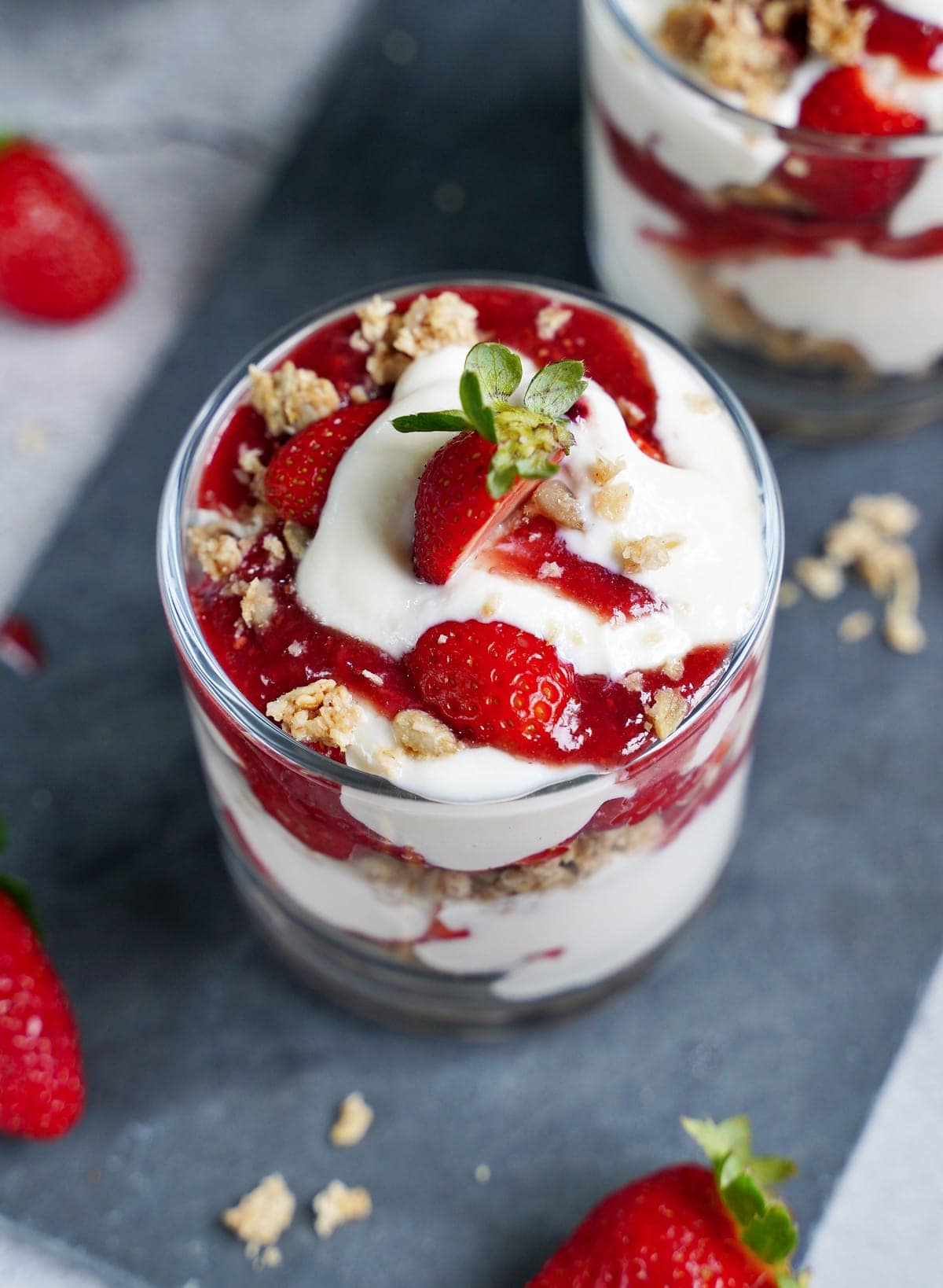 berry parfait in a jar from above