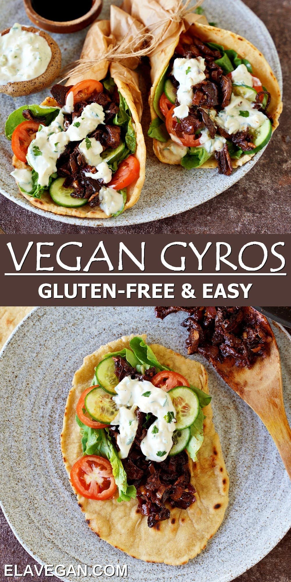 collage vegan gyros gluten-free & easy