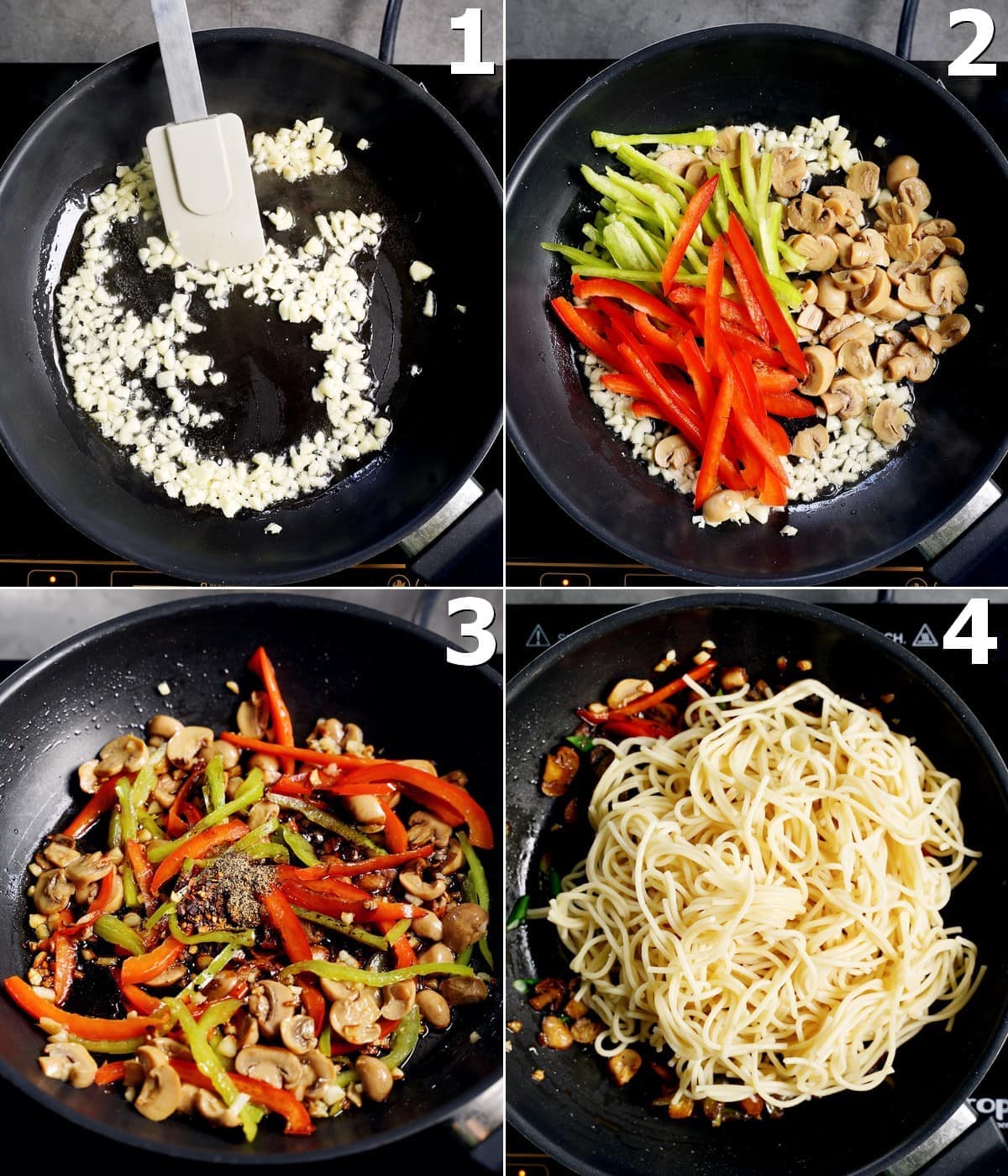 4 step-by-step photos how to cook spaghetti aglio e olio