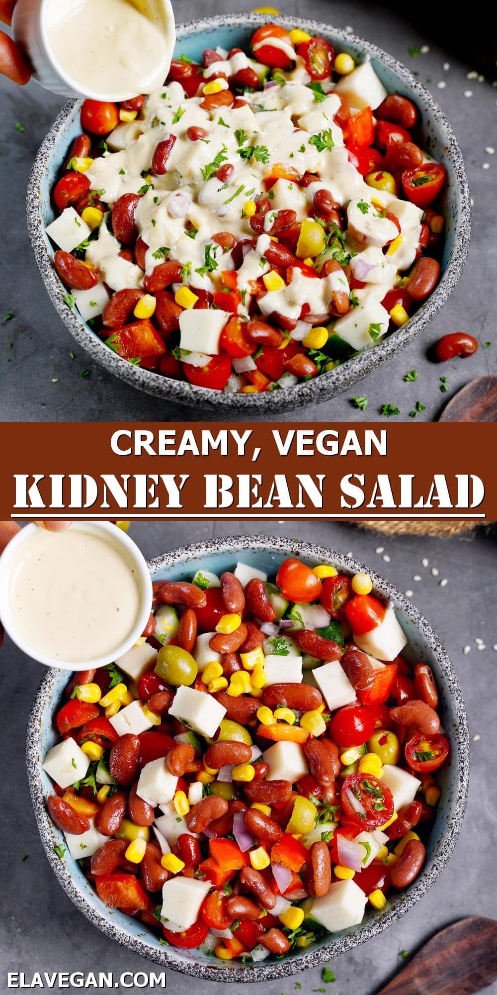 Pinterest Collage creamy vegan kidney bean salad