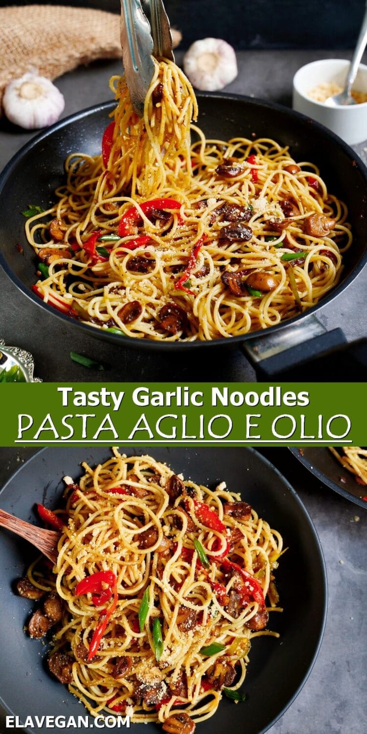 Pinterest collage tasty garlic noodles pasta aglio e olio