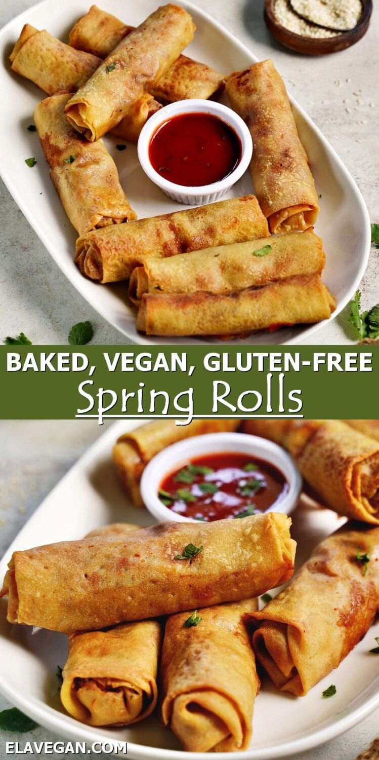 Pinterest Collage baked vegan gluten-free spring rolls