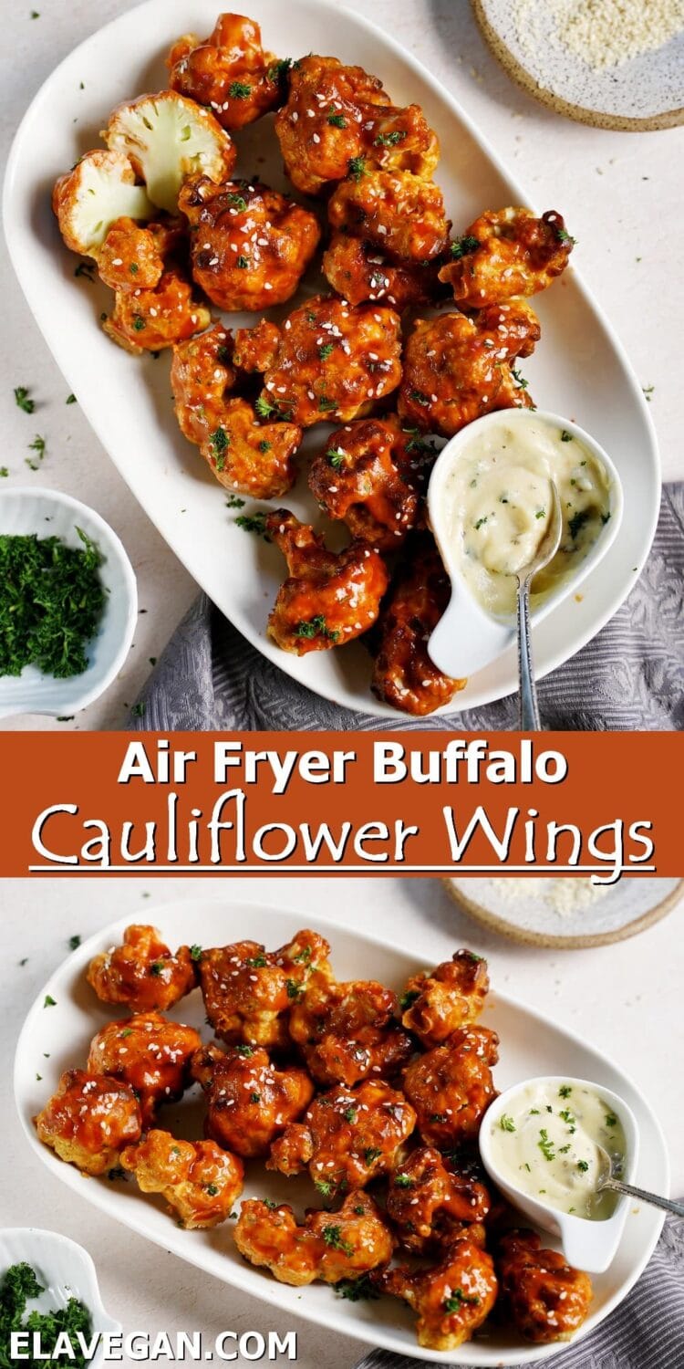 Pinterest Collage air fryer Buffalo cauliflower wings