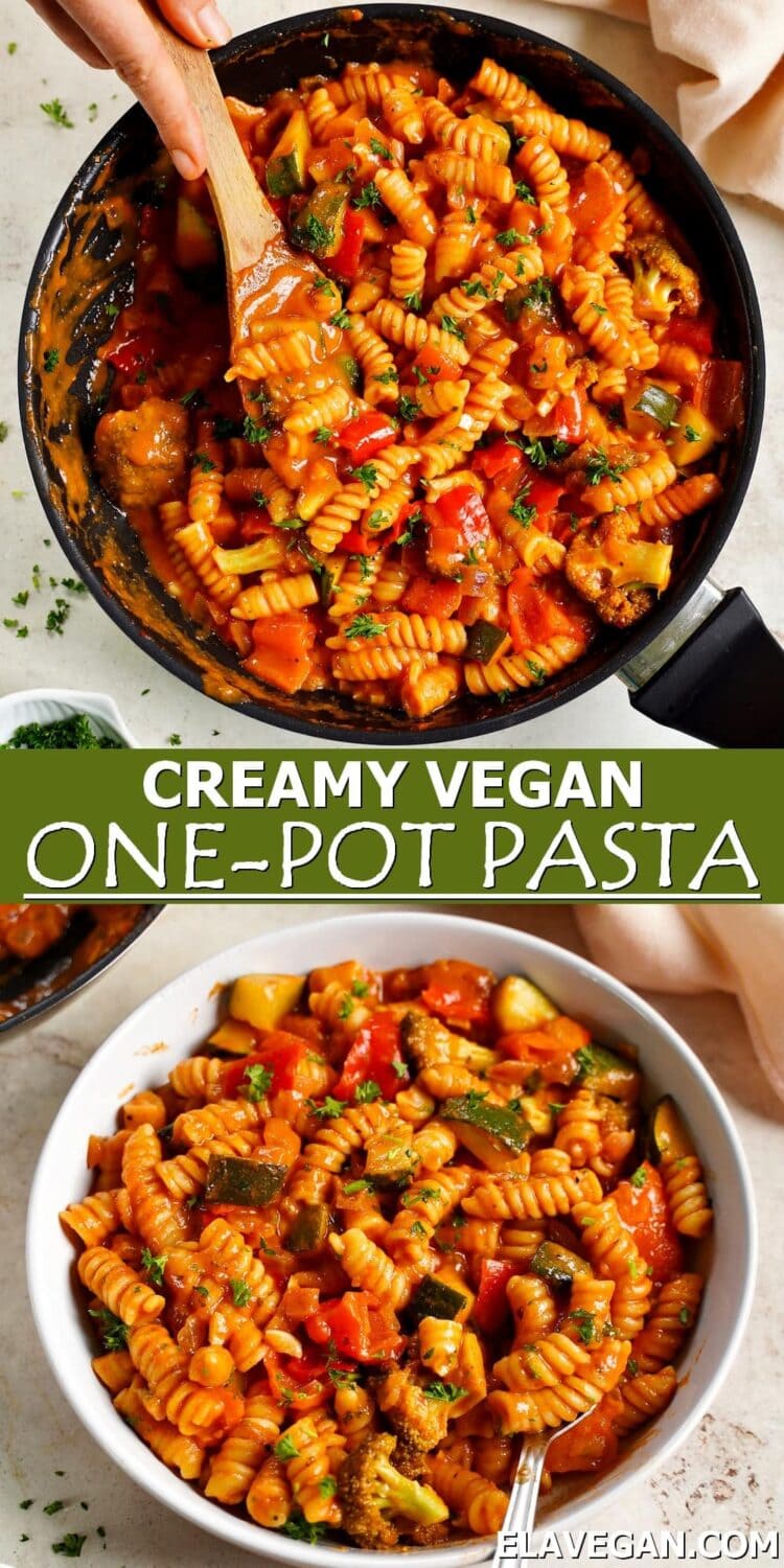 Pinterest Collage creamy vegan one-pot pasta