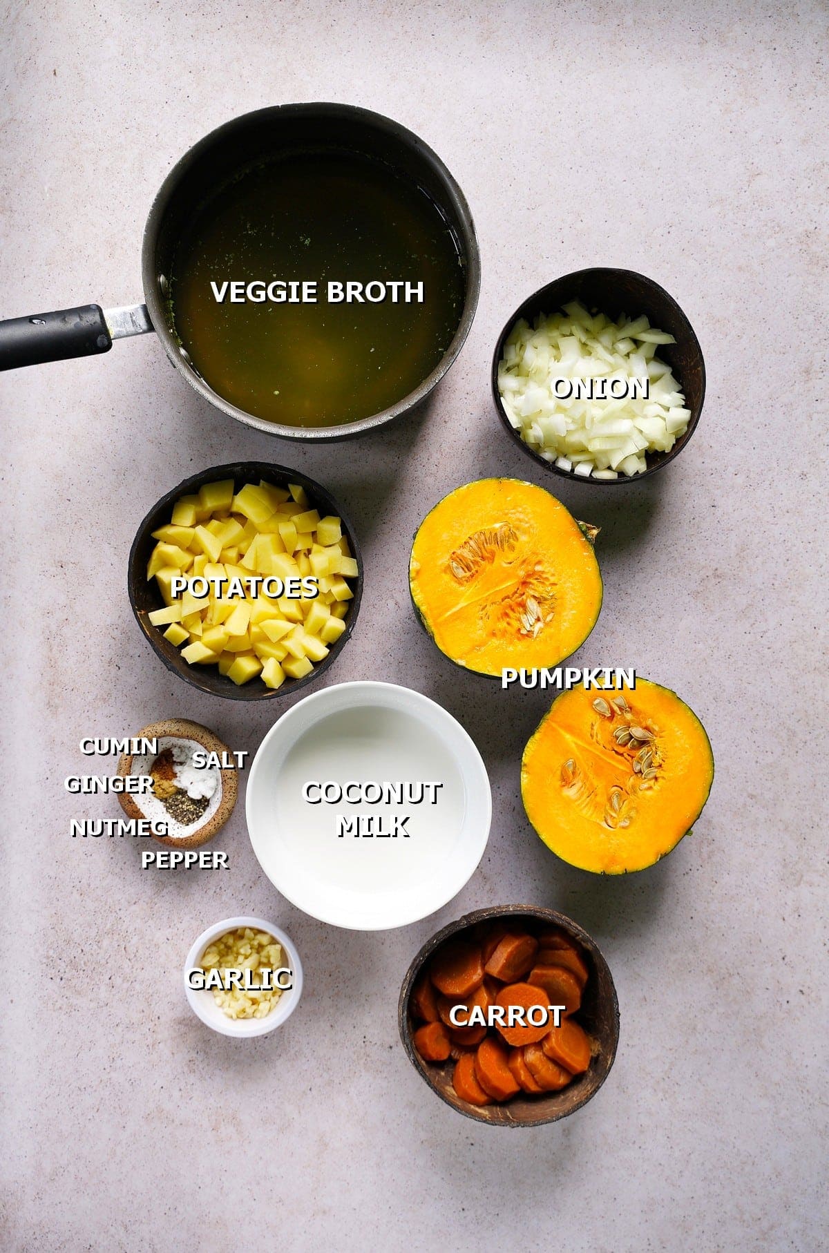 ingredients for pumpkin soup