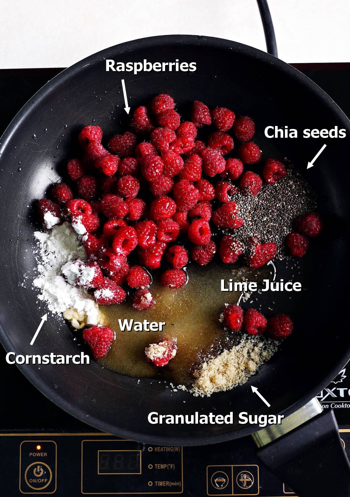 ingredients for raspberry jam