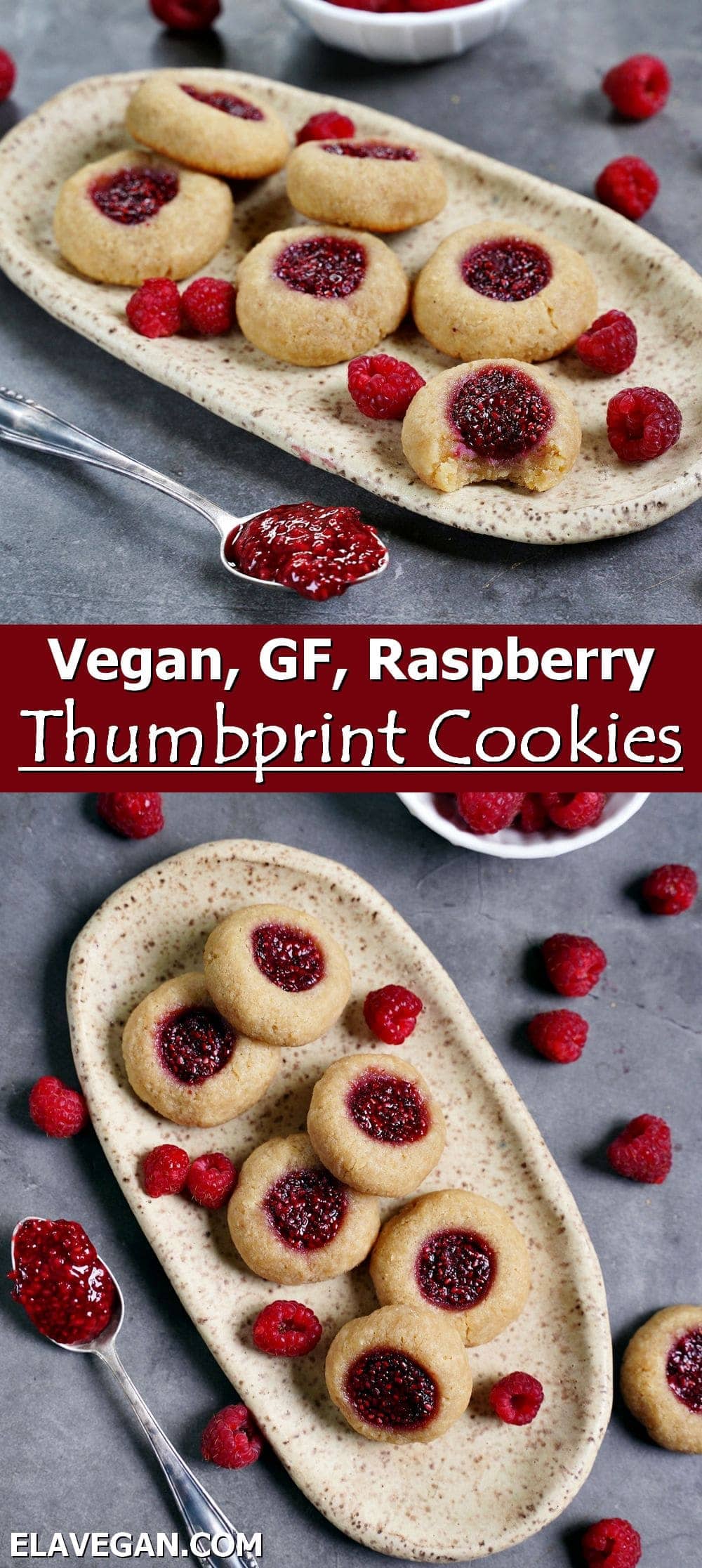 Pinterest Collage Vegan Raspberry Thumbprint Cookies