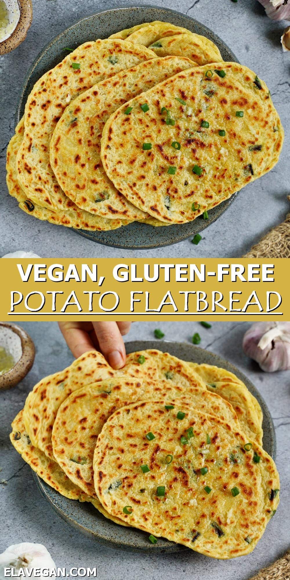 Pinterest Collage vegan, gluten-free potato flatbread