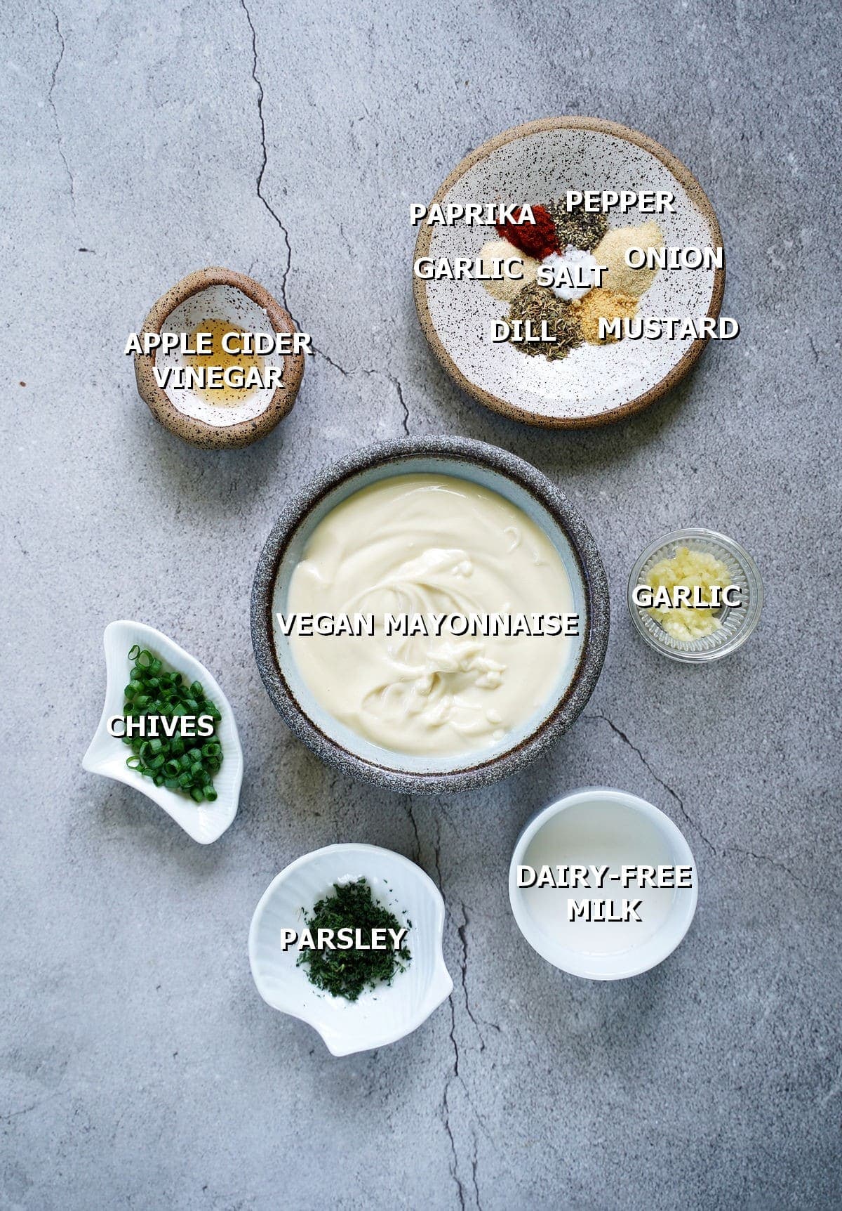 ingredients for salad dip