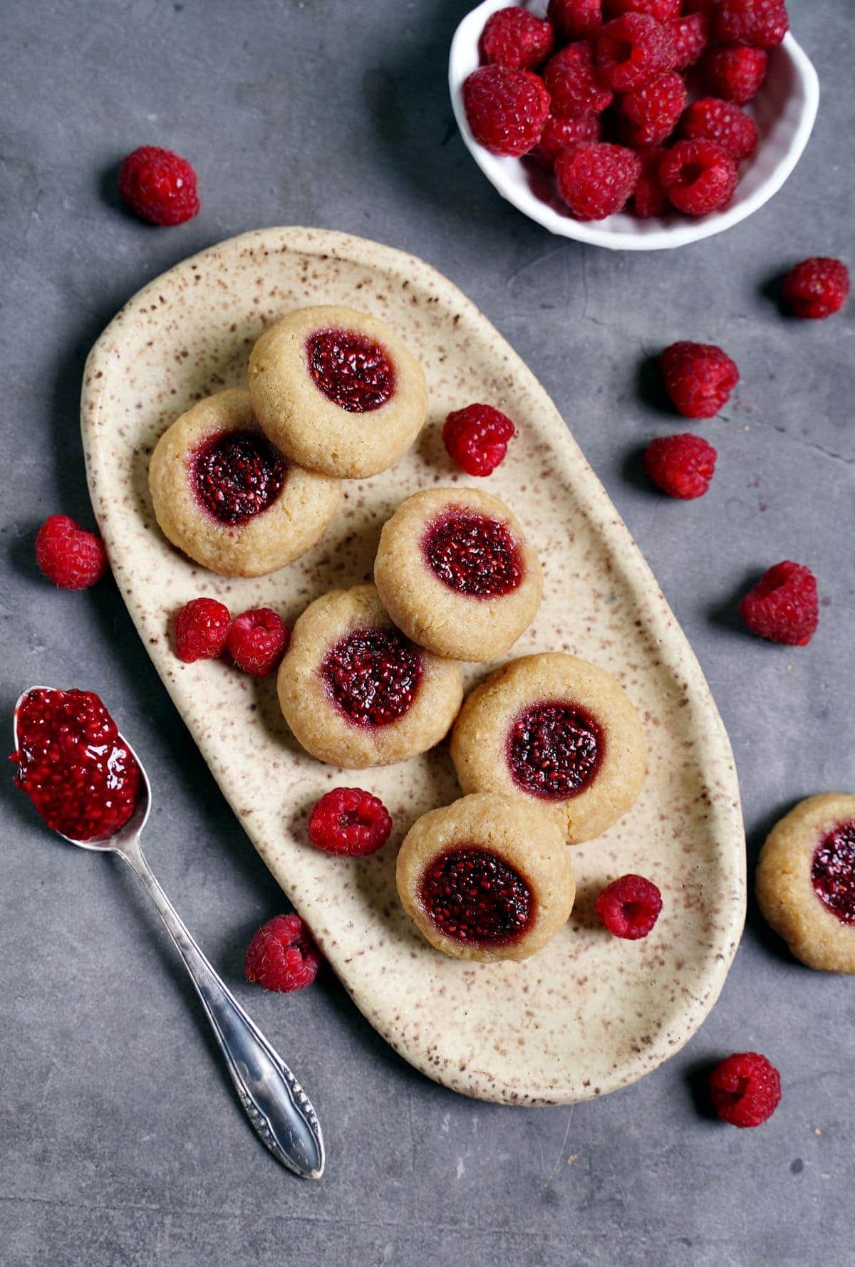 vegan raspberry thumbprint cookies