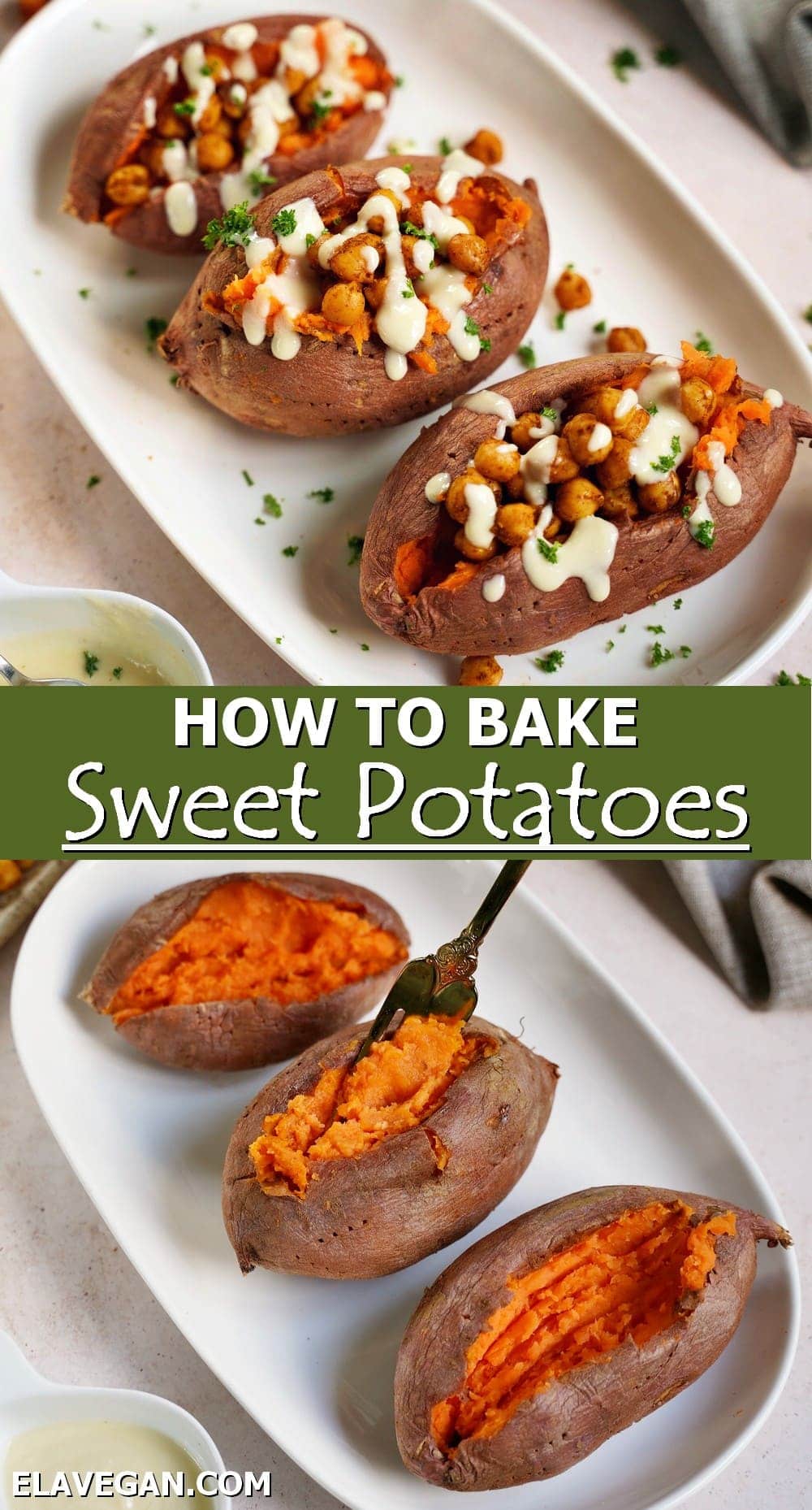 Pinterest Collage how to bake sweet potatoes
