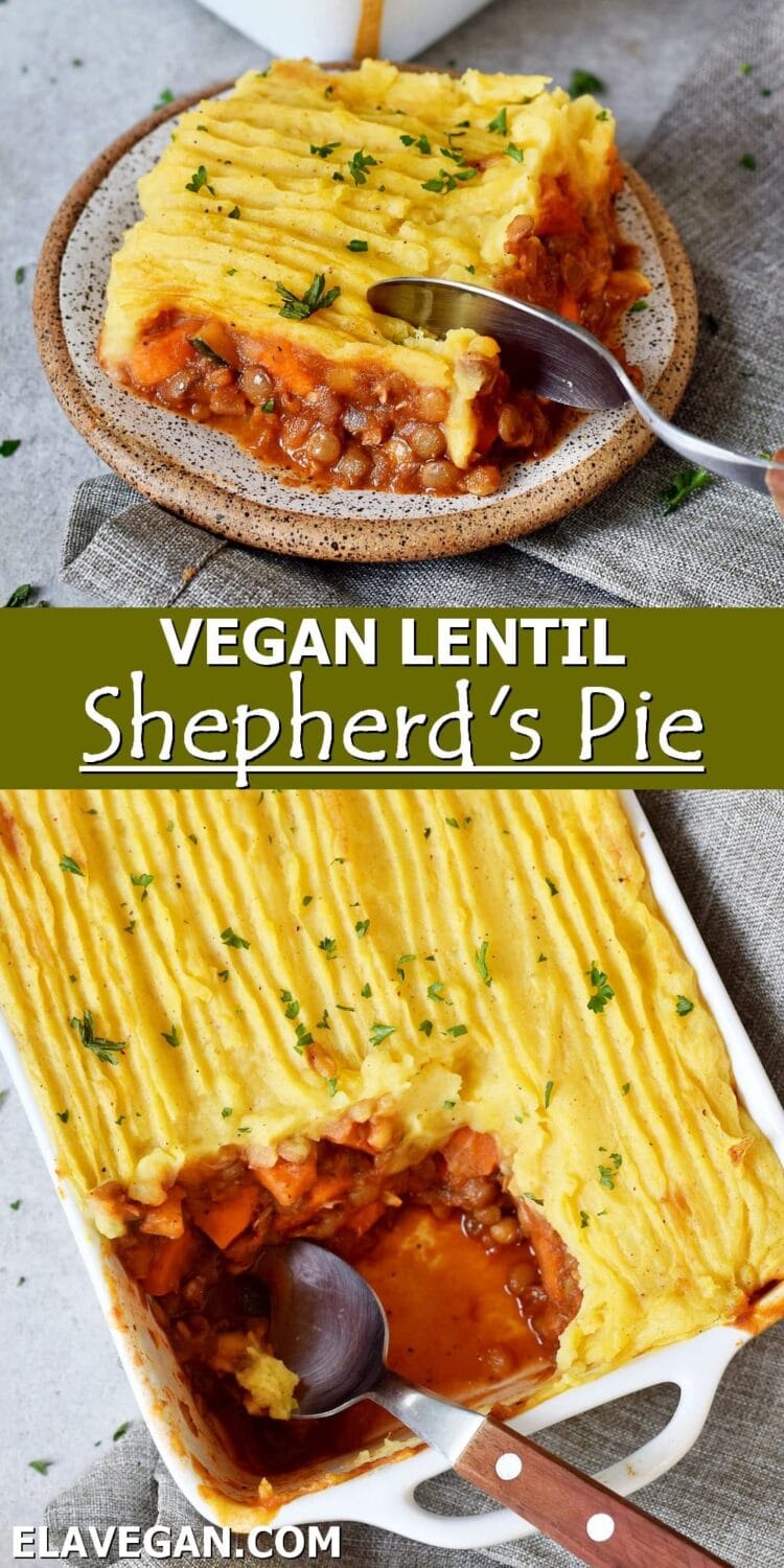 Pinterest Collage vegan lentil shepherd's pie