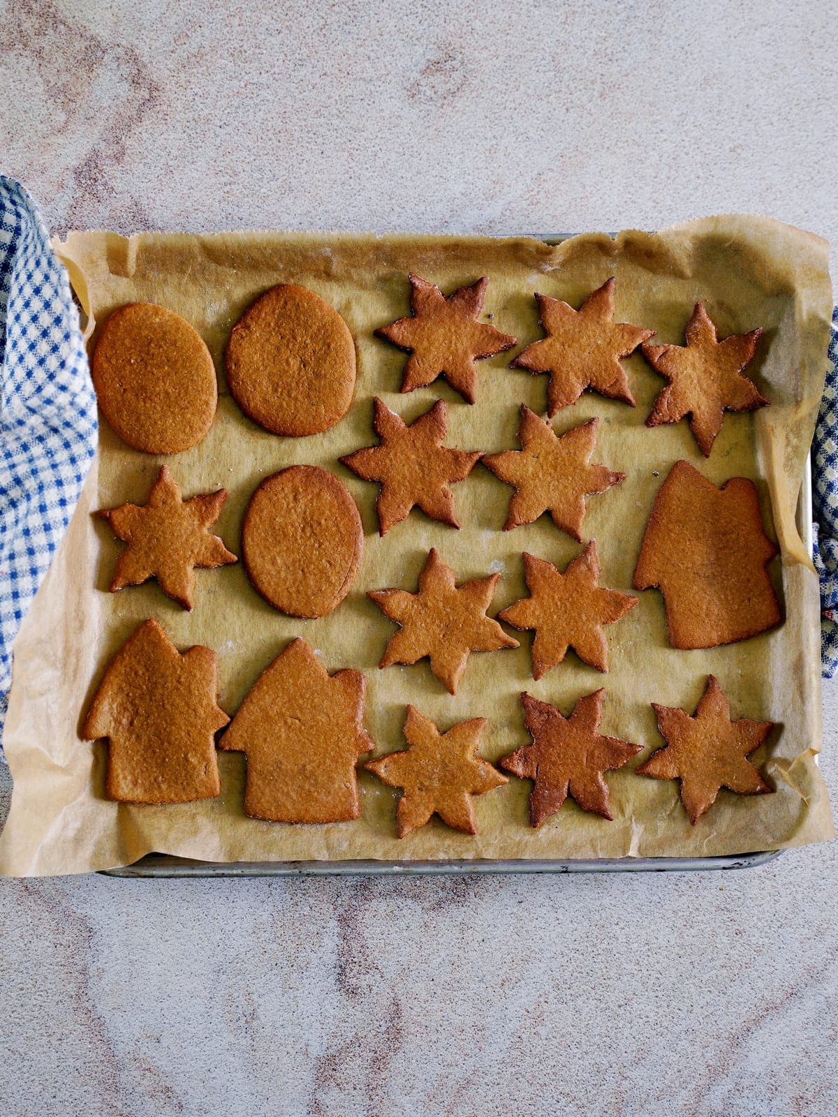 cut out gingerbread cookies after baking