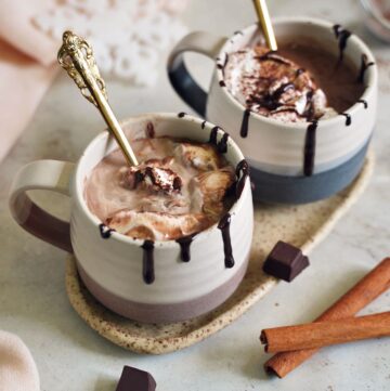 vegan hot chocolate in 2 mugs