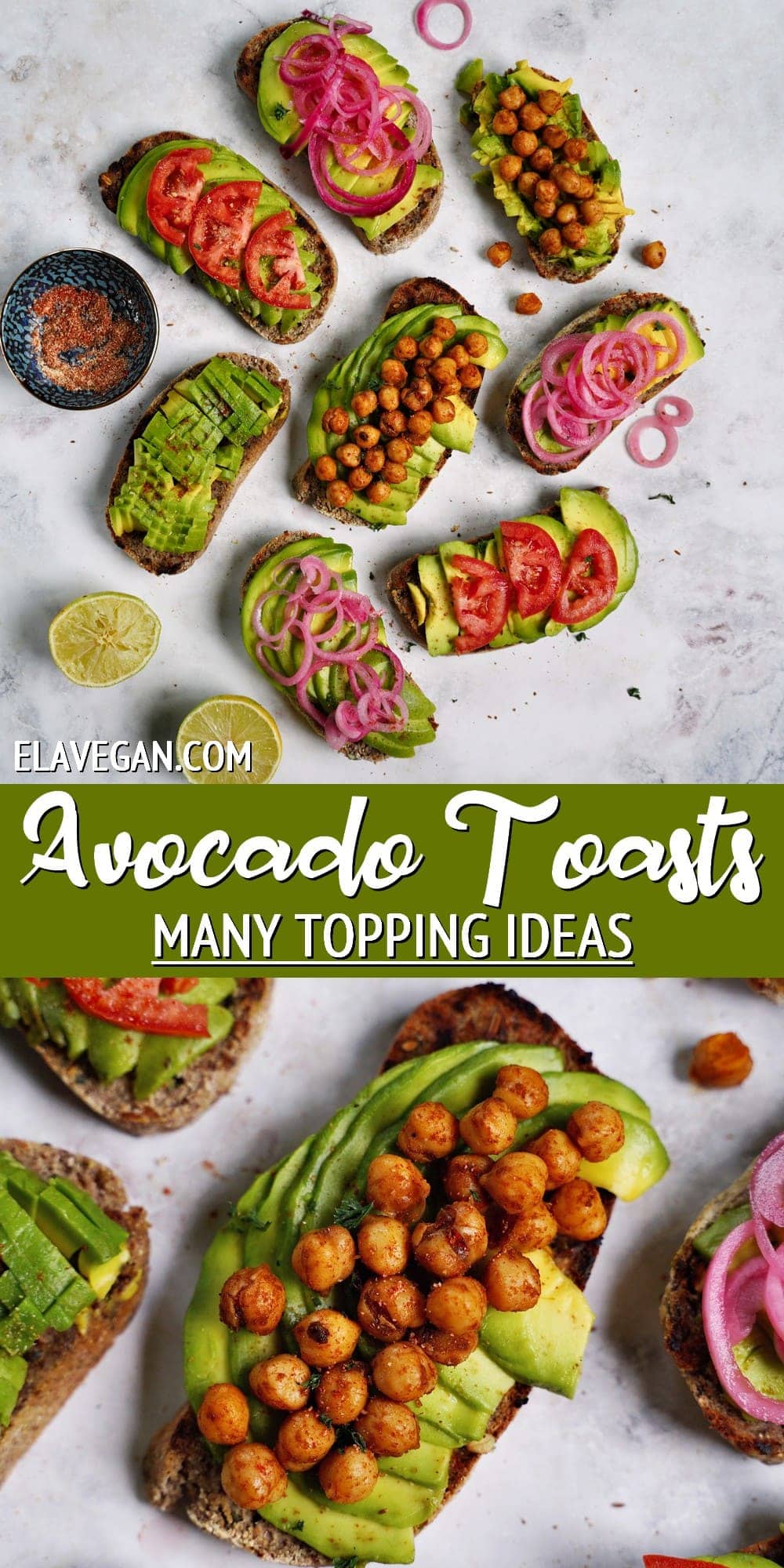 Pinterest Collage Avocado Toasts with many topping ideas