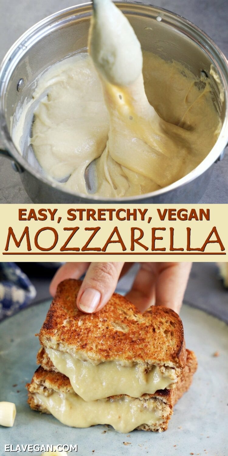 Pinterest Collage easy stretchy vegan mozzarella