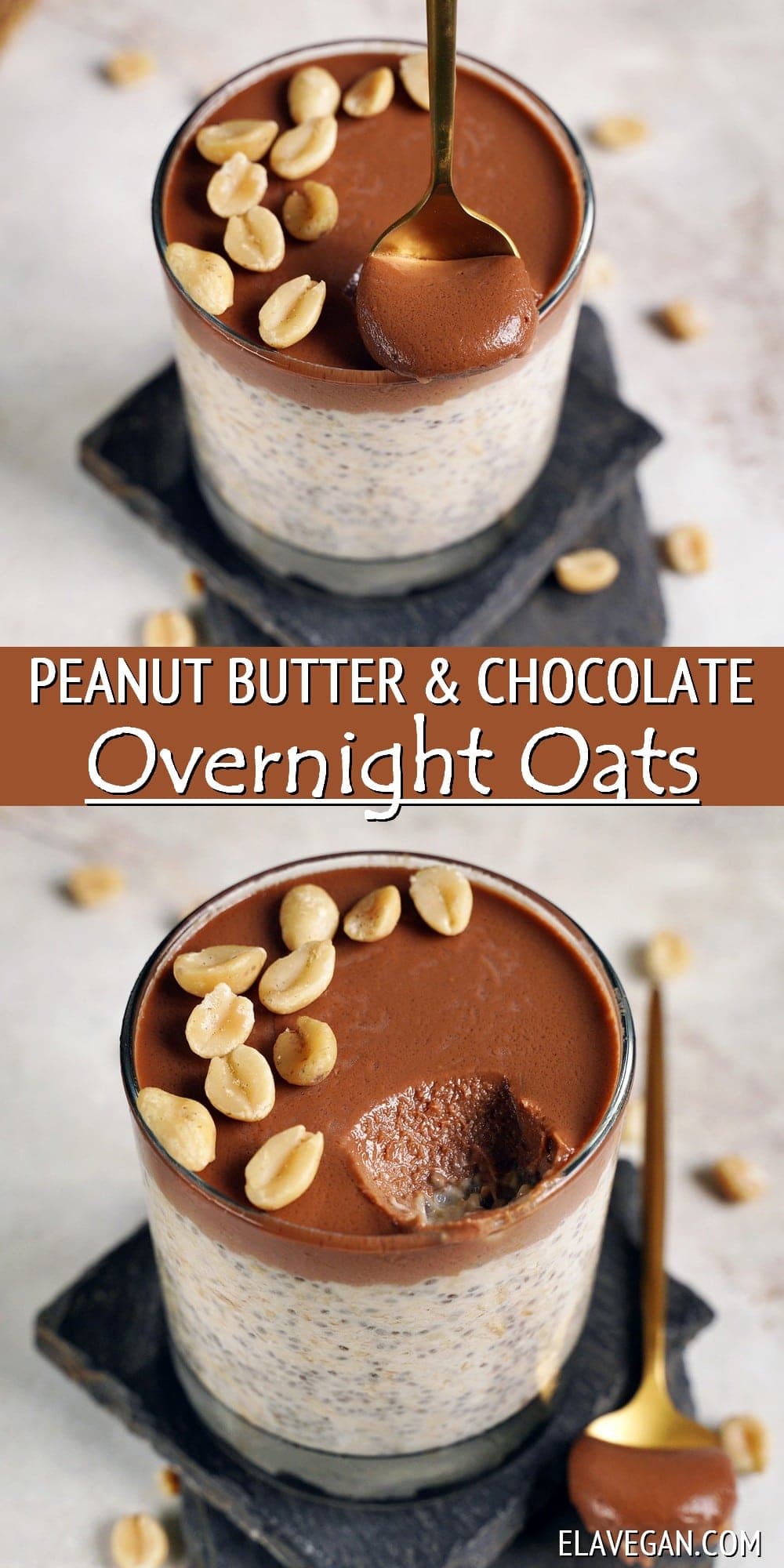 Pinterest Collage peanut butter and chocolate overnight oats