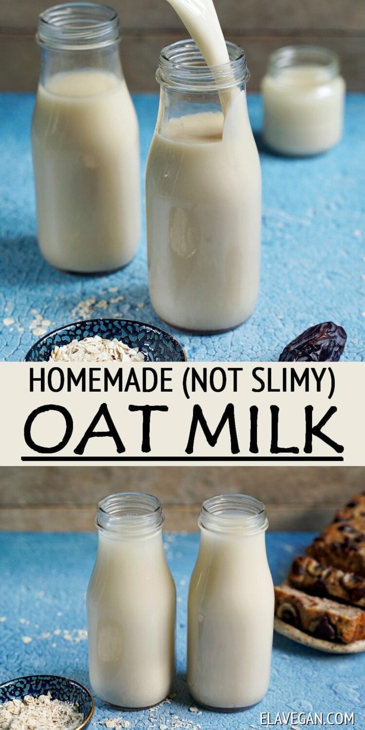 Pinterest Collage homemade oat milk that is not slimy