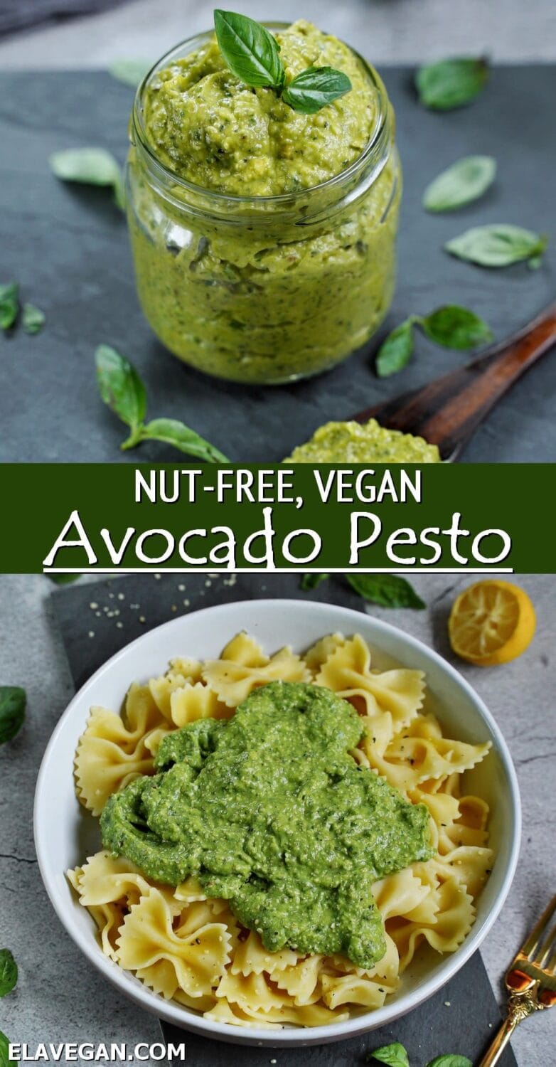 Pinterest Collage nut-free vegan avocado pesto