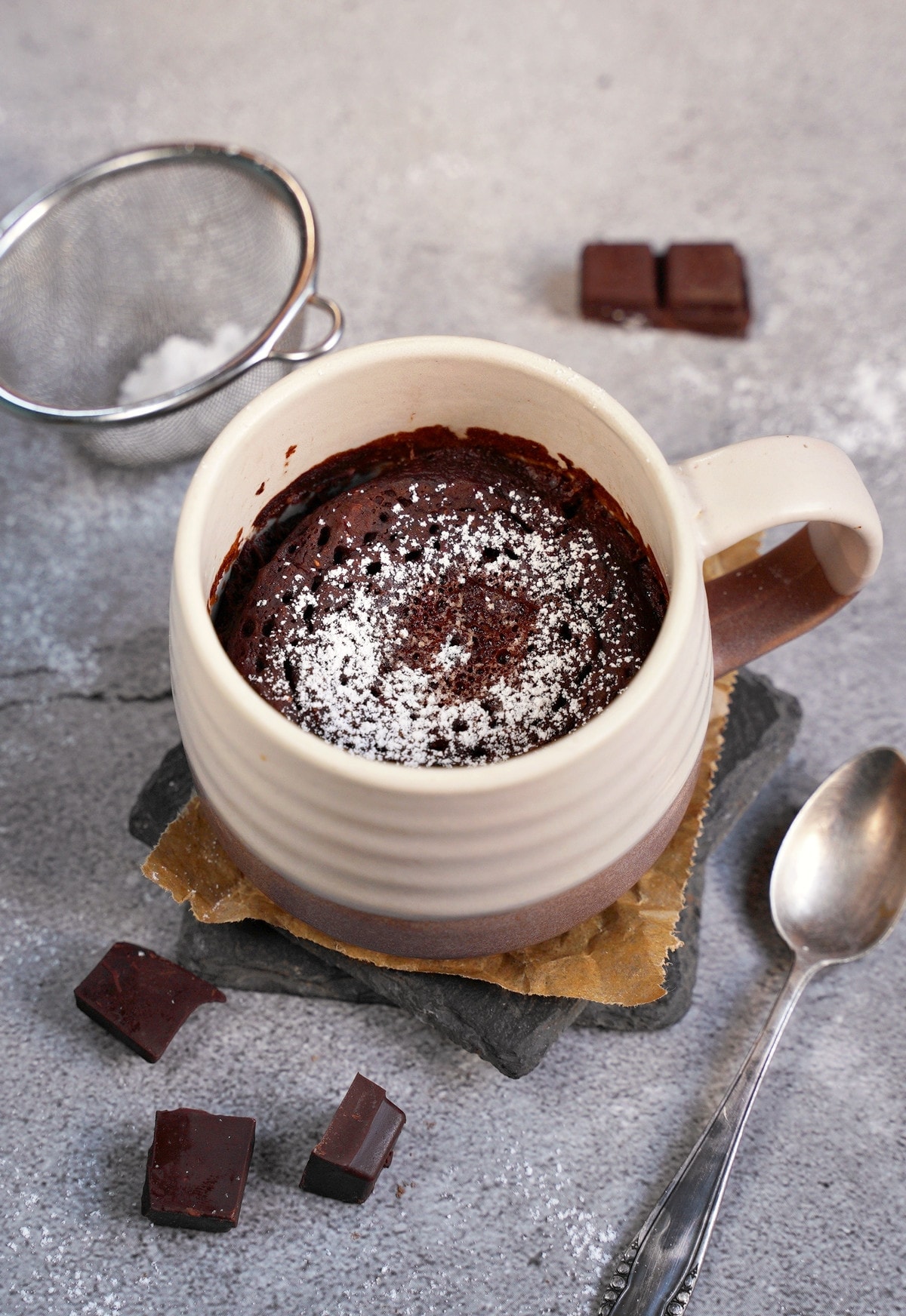 chocolate mug cake with powdered Erythritol