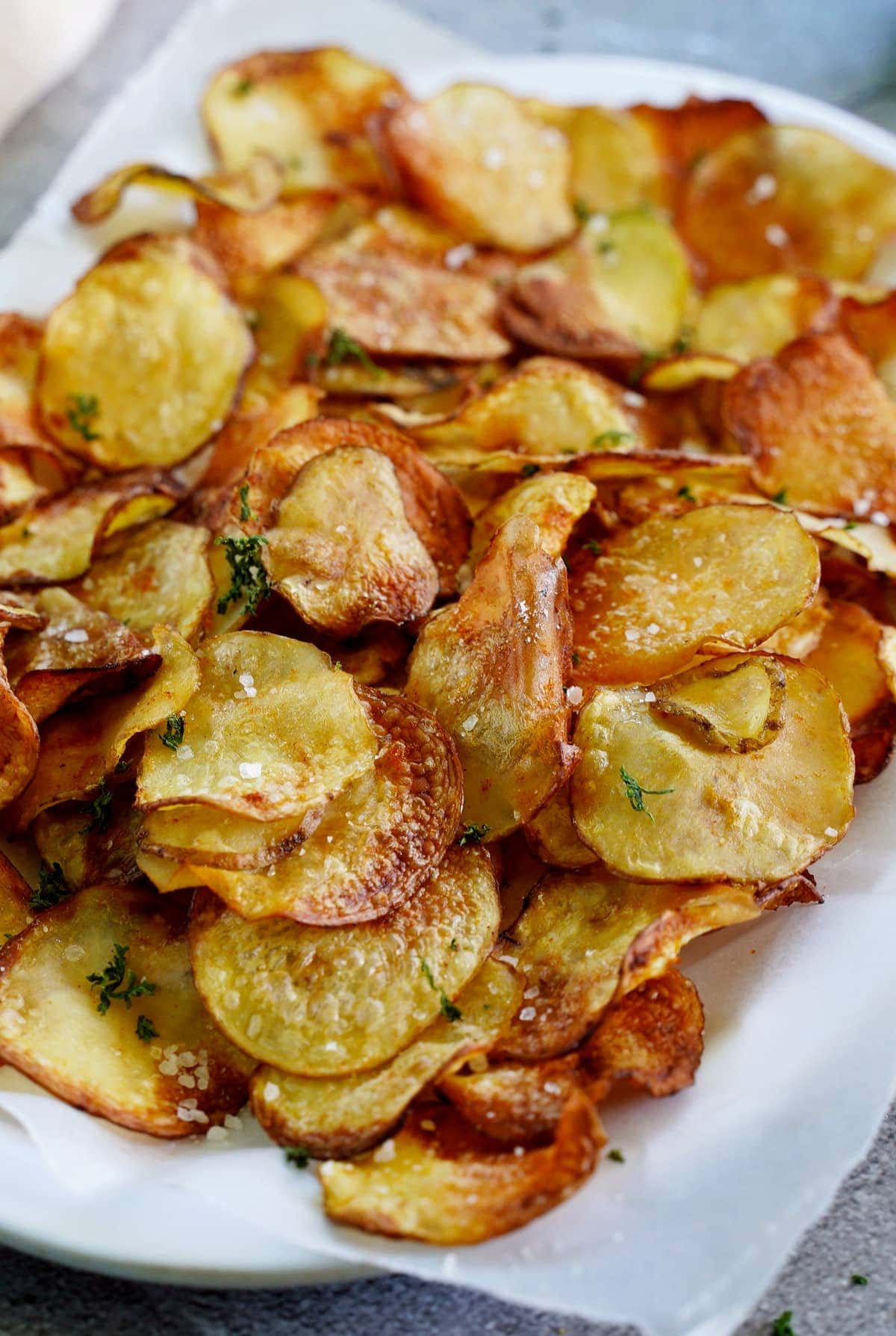 close-up of air fryer potato chips