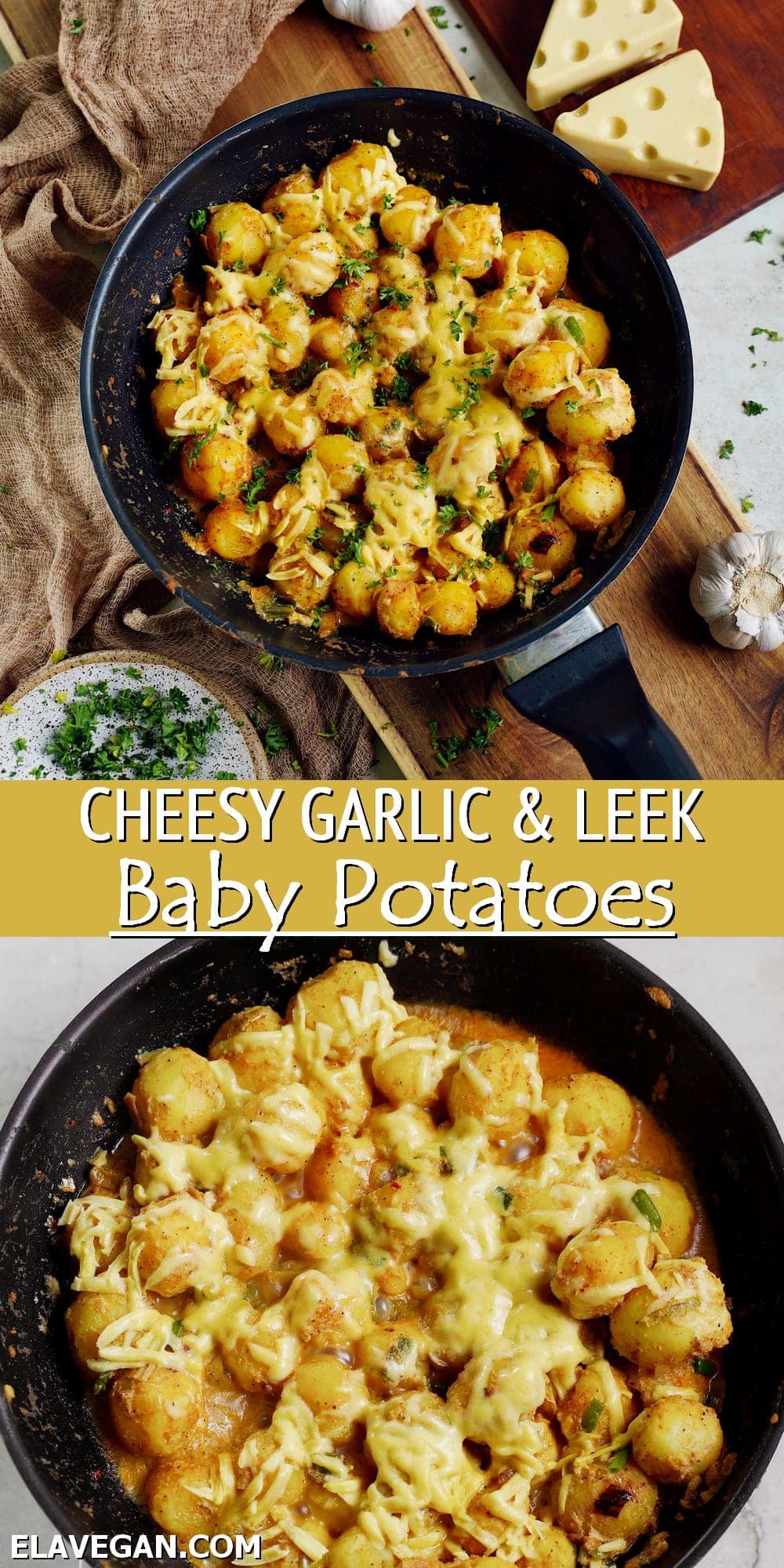 Pinterest Collage cheesy garlic and leek baby potatoes