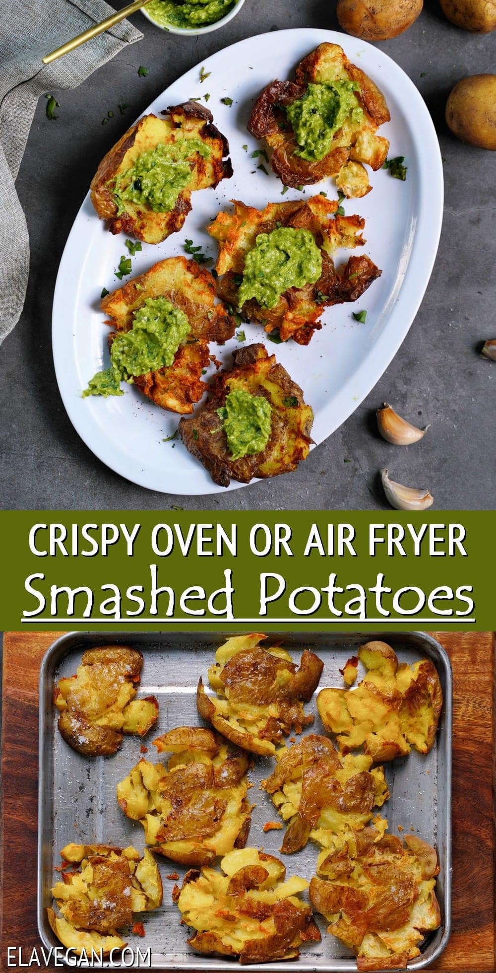 Pinterest Collage crispy oven or air fryer smashed potatoes