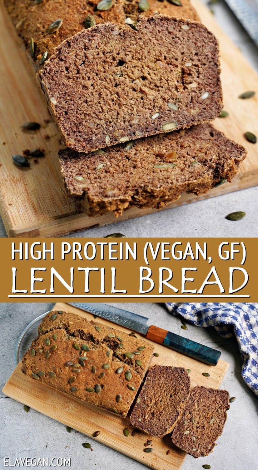 Pinterest Collage high protein vegan GF lentil bread
