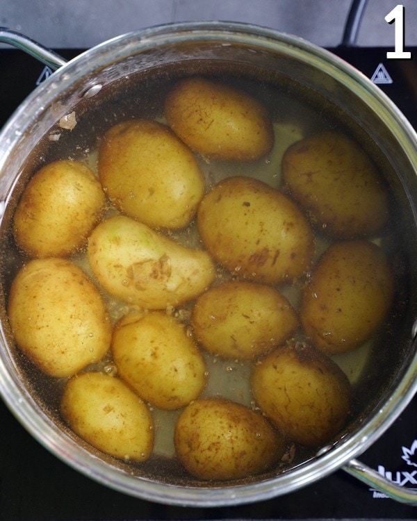 taters boiling in pot