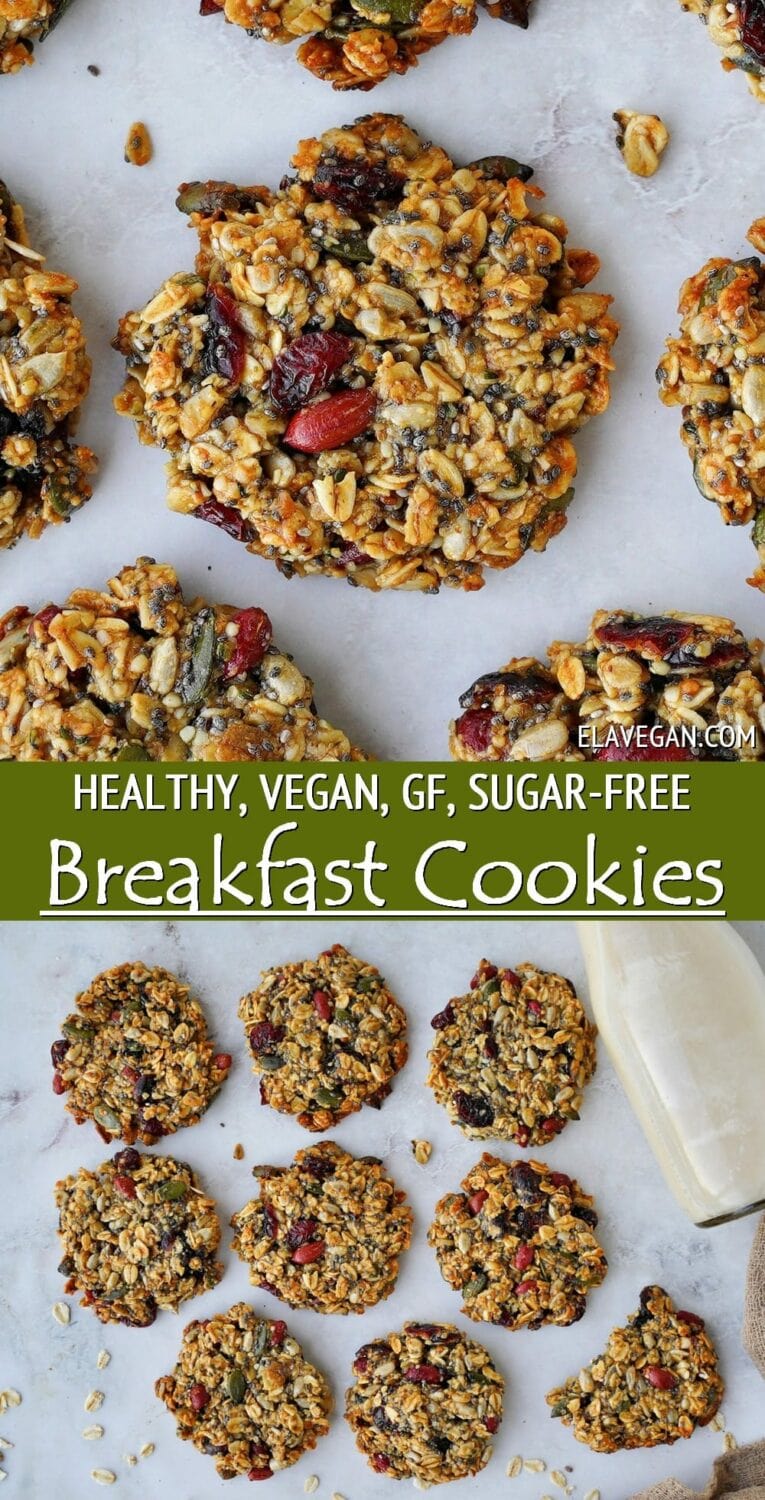 Pinterest Collage healthy, vegan, gluten-free, sugar-free breakfast cookies