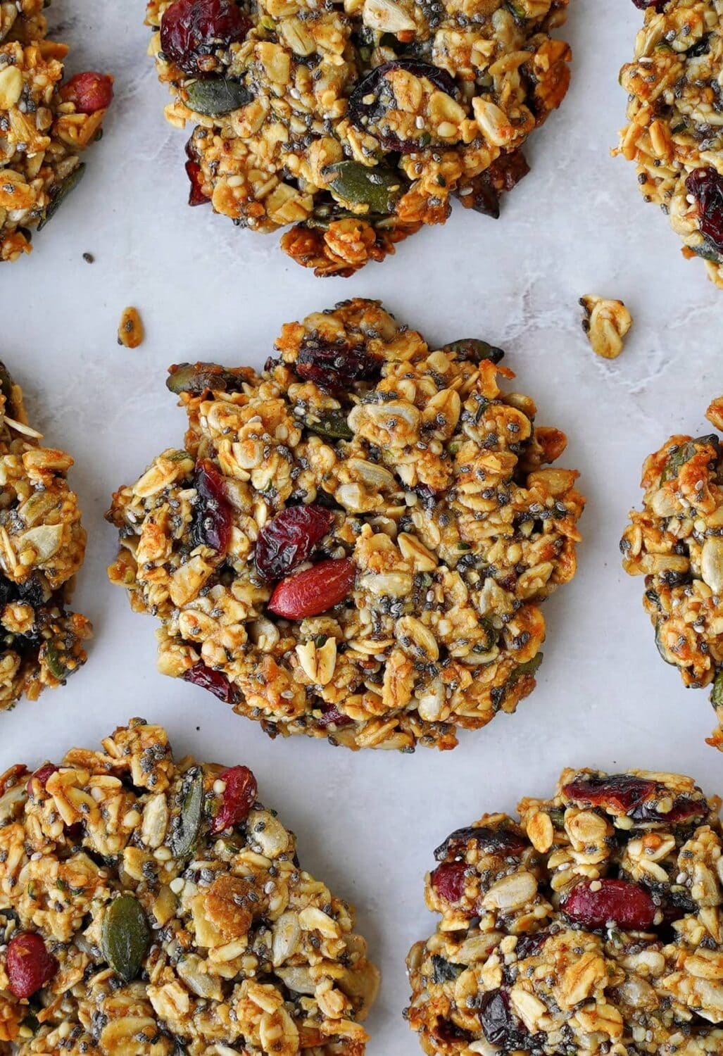 close-up of healthy oat cookies with seeds