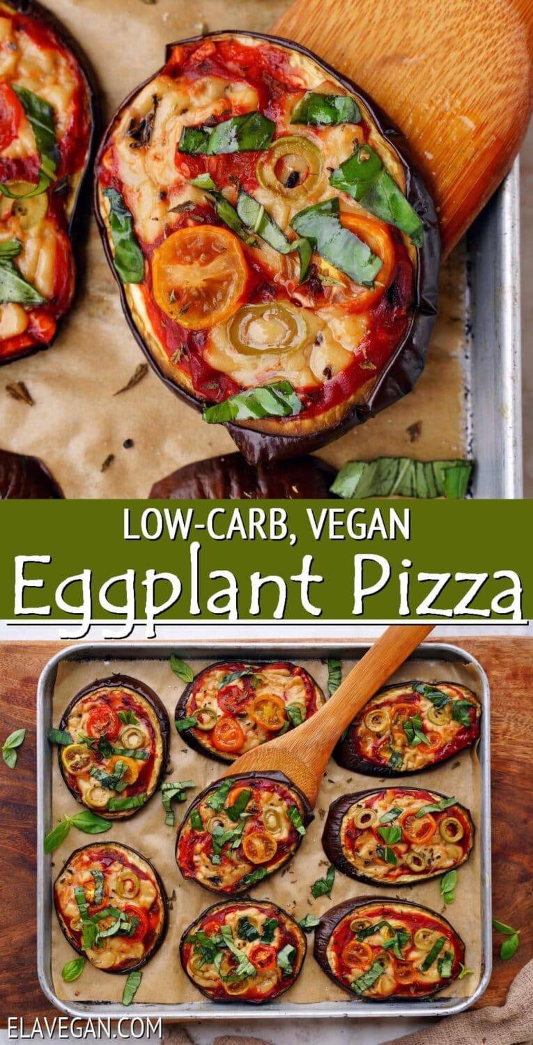 Pinterest Collage low-carb, vegan eggplant pizza