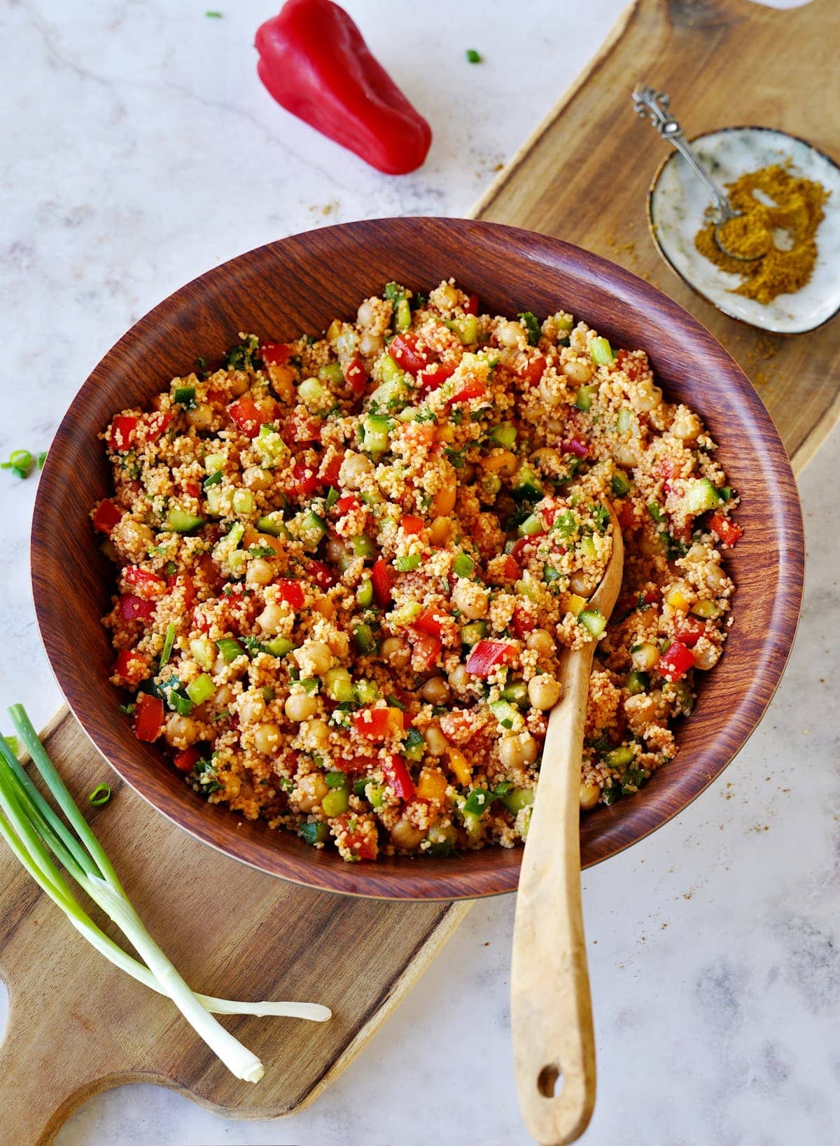 cous cous buddha bowl with spoon