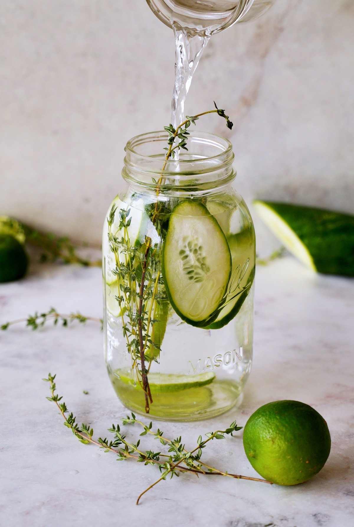 cucumber lime and thyme detox water
