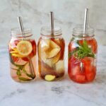 fruit infused water with strawberries lemon apple and watermelon