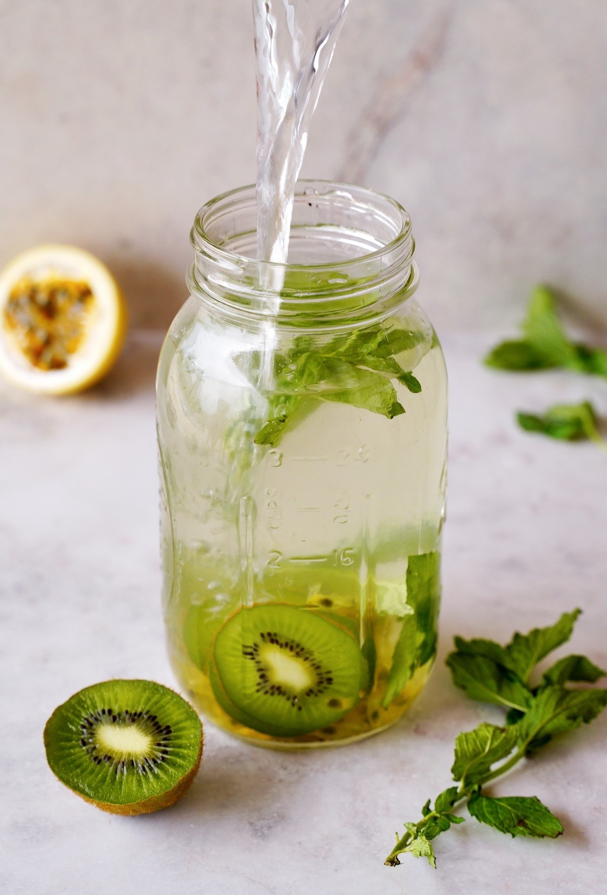 kiwi passion fruit and mint detox water