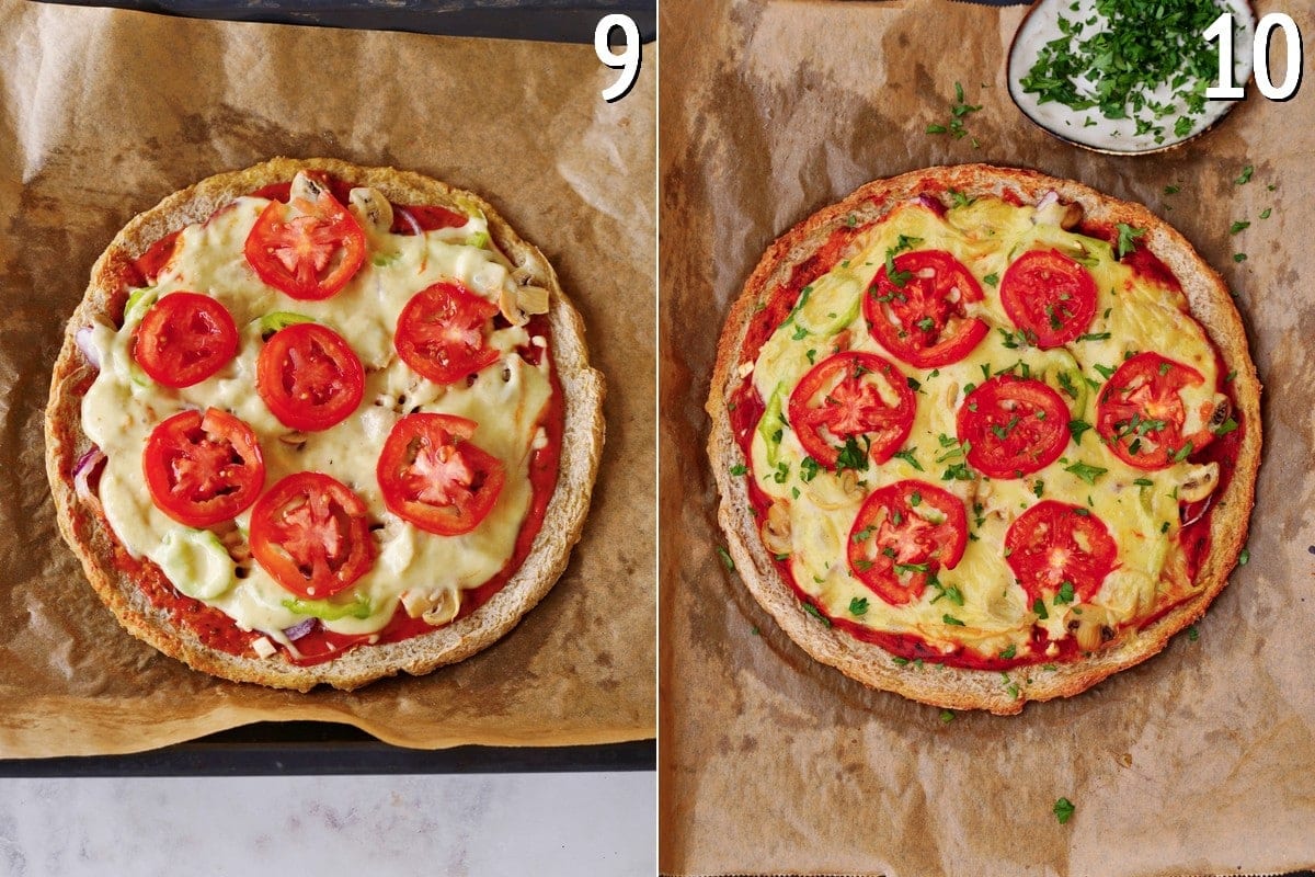 low-calorie pizza before and after baking