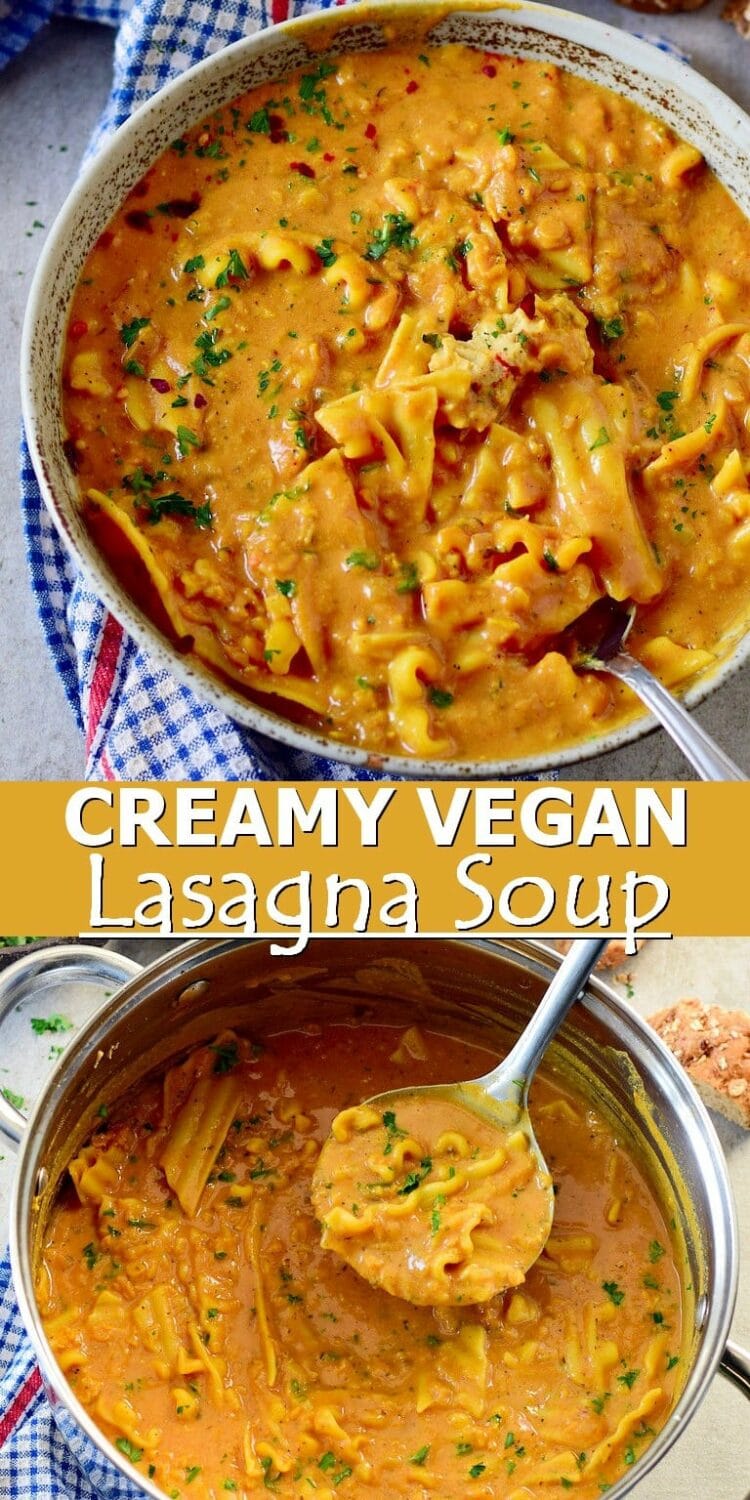 Pinterest Collage Vegan Lasagna Soup