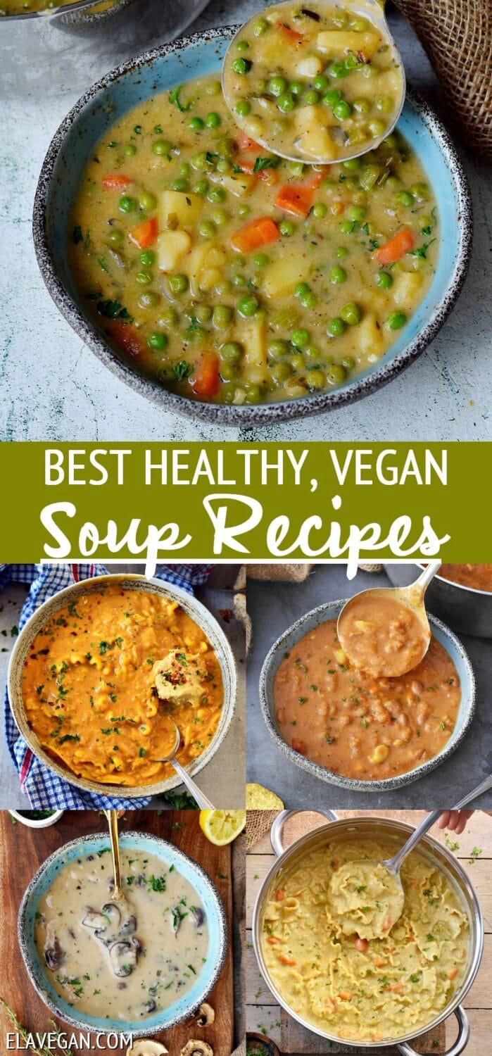 Pinterest Collage best healthy vegan soup recipes