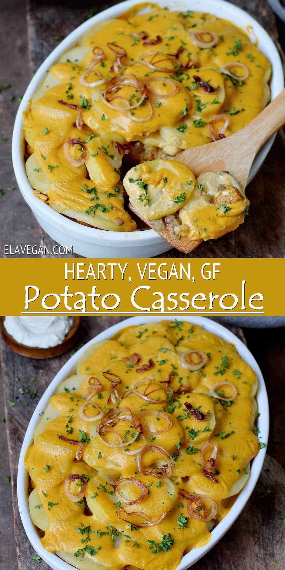 Pinterest collage hearty vegan, gluten-free potato casserole