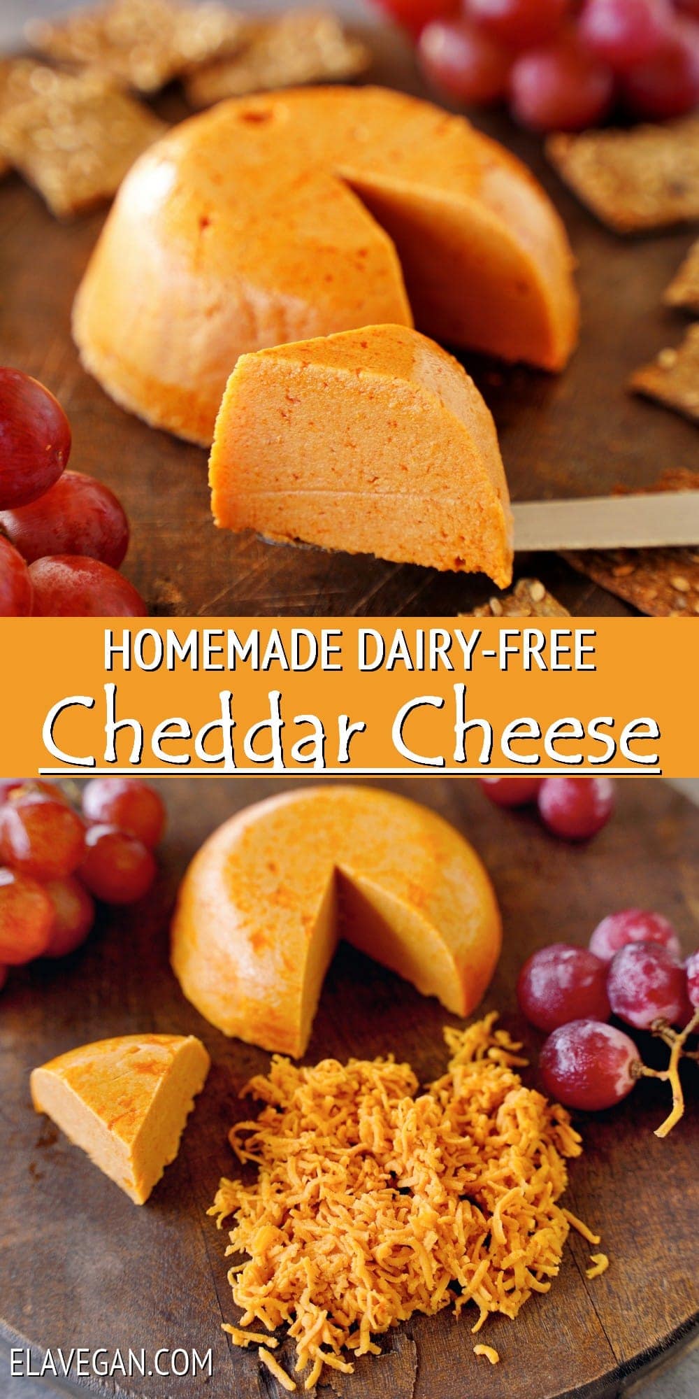Pinterest collage homemade dairy-free cheddar cheese